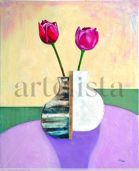 JARRON Mixed media Canvas Floral Painting