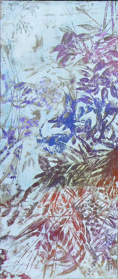 les fulles de l'ombra Mixed media Panel Floral Painting