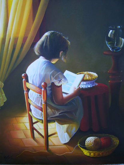 niña leyendo Óleo Lienzo Figura