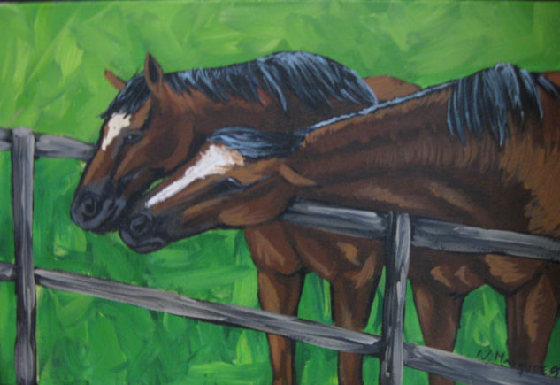 Pareja de caballos Acrylic Canvas Animals