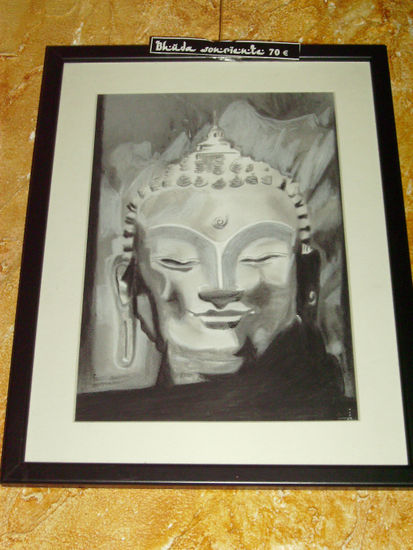 budha sonriendo Graphite Paper Portrait