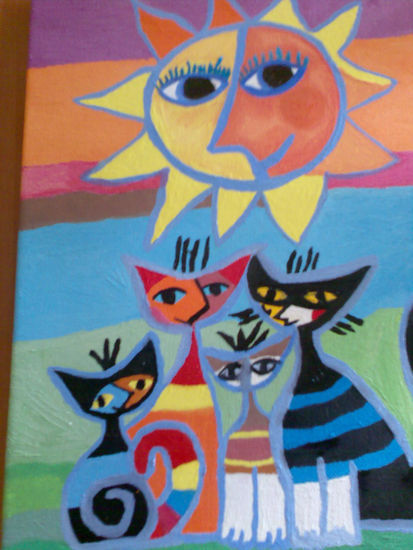 FAMILY CAT Oil Canvas Landscaping