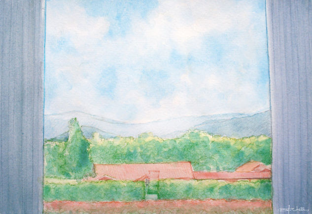 view from lee hall Watercolour Card Landscaping