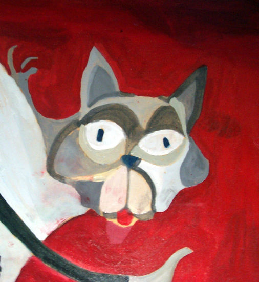 Gato sorprendido (Detalle) Óleo Tabla Animales