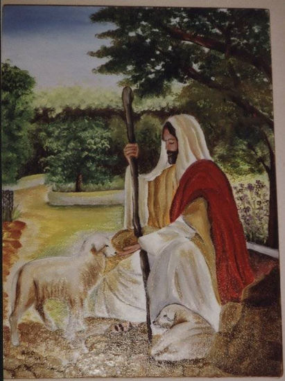 Jesus y su rebaño Oil Canvas Landscaping