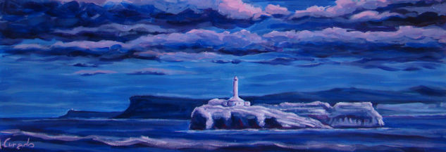 faro de mouro de noche Acrylic Panel Landscaping