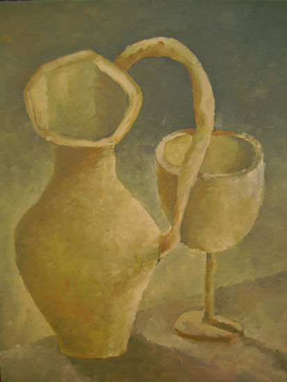 JARRA Y COPA Oil Canvas Still Life Paintings