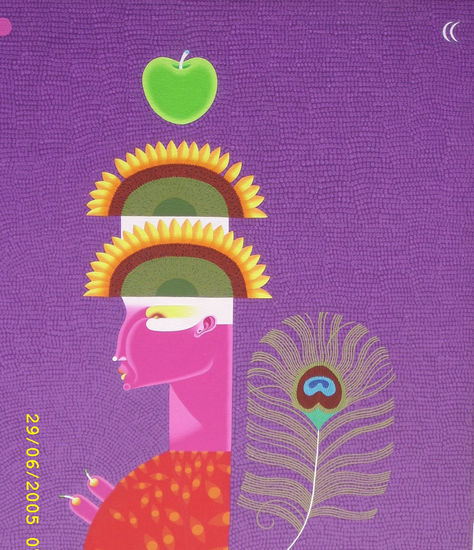 La verde manzana del angel rosado Oil Textile Figure Painting