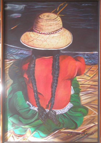 MUJER INDIGENA AYMARA Oil Canvas Figure Painting