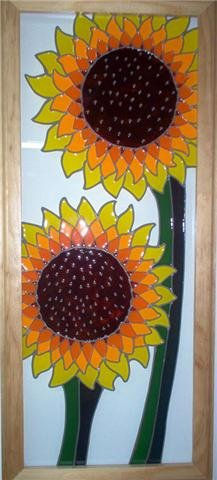 Vitraux Girasoles Acrylic Glass Floral Painting