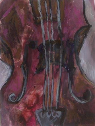 VIOLIN COMO MUJER 60X22 CM Mixed media Paper Figure Painting