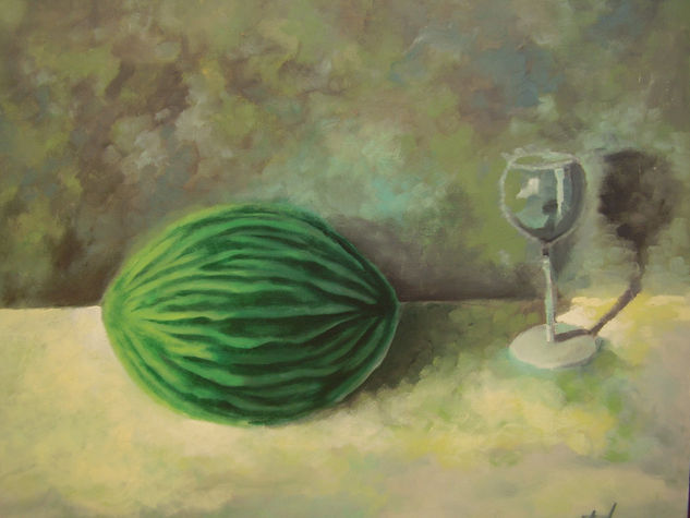 MELON CON COPA Oil Canvas Still Life Paintings