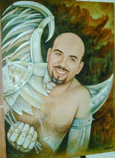 "La sonrisa del guerrero" Oil Panel Portrait