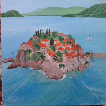 Sveti Stefan Acrylic Canvas Landscaping