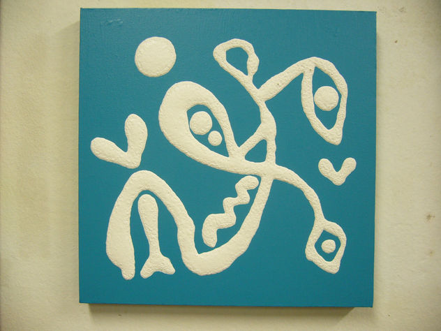 BLANCO SOBRE AZUL TURQUESA