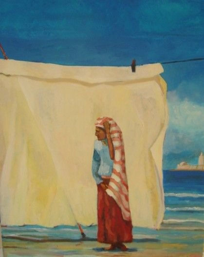 Djerba, mujer al sol