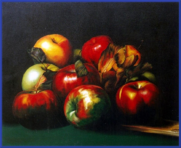 manzanas en contraluz Oil Canvas Still Life Paintings