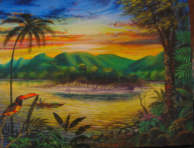 atardecer en el amazonas Acrylic Canvas Landscaping