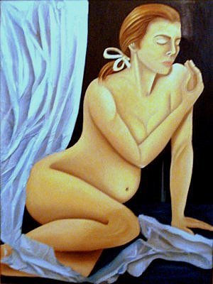 TIMIDA EMBARAZADA Oil Canvas Figure Painting