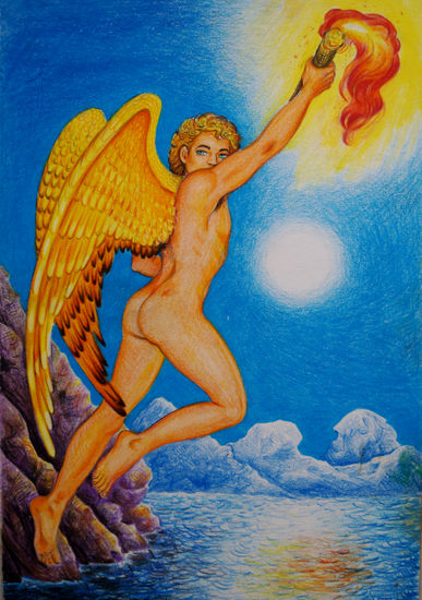 angel del fuego Pencil (coloured) Paper Figure Painting