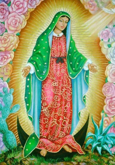 virgen de guadalupe Media Mixta Lienzo Figura