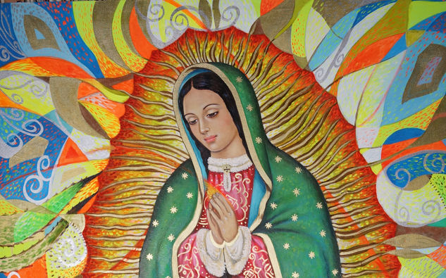 Virgen de Guadalupe (fragmento) Óleo Tabla Retrato