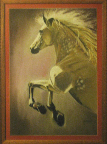 caballo blanco Pastel Paper Animals