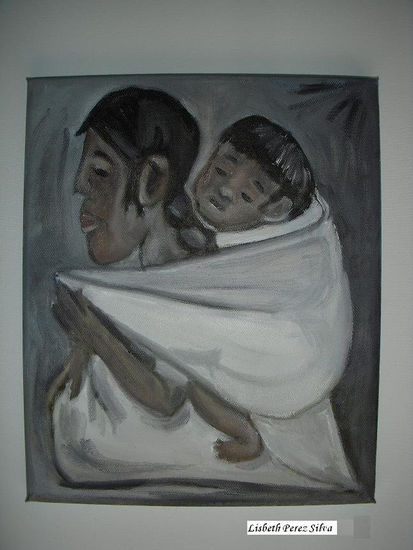 Madre indigena Oil Canvas Figure Painting