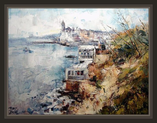 SITGES-GARRAF-MARINAS-MARINA-PINTURA-PAISAJES-ERNEST DESCALS Oil Canvas Marine Painting