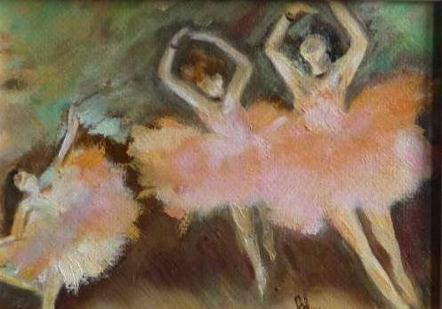 bailarinas Oil Panel Figure Painting