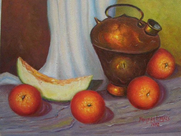 CANTARO, MELON Y NARANJAS. Oil Panel Landscaping