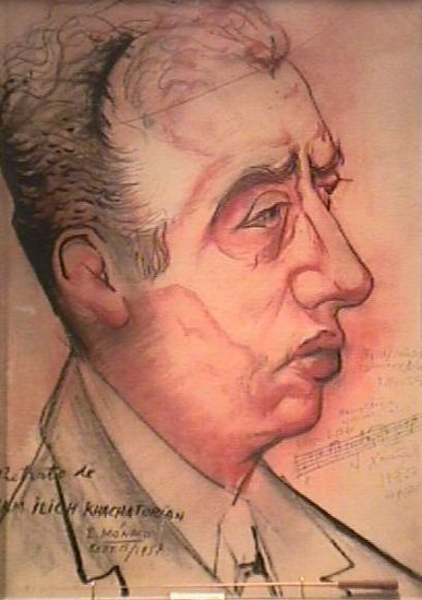 ARAM ILICH KACHATURIAM Pastel Lienzo Retrato