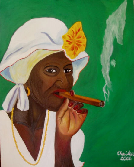 MAMITA FUMANDO Oil Canvas