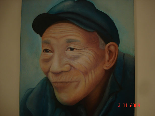 viejo vietnamita Óleo Lienzo Retrato