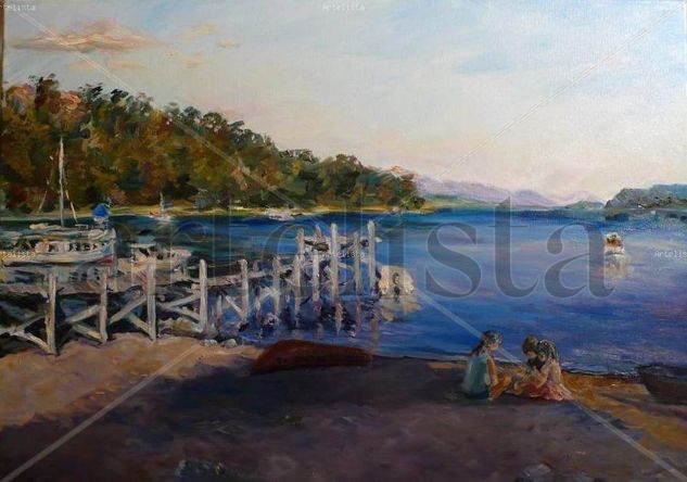 Atardecer en Bahia Mansa Oil Canvas Landscaping