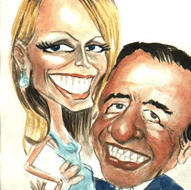 Caricatura de Cecilia Boloco y Carlos Mennem Watercolour Paper Portrait