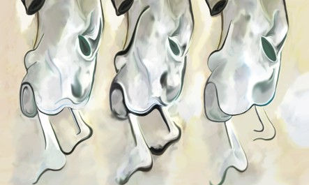 Serie "Irak, destrucción +IVA". Pintura digital en torno a la barbarie guerrera contra los civiles que habitan Irak. "Se revolvió el estómago, lo único que podía hacer era pintar... y manifestarme".