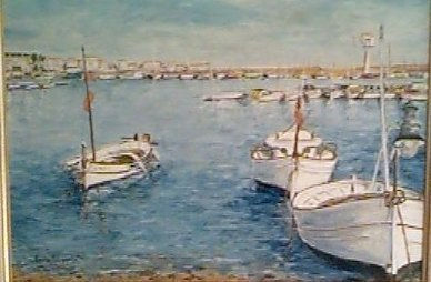 Barcas puerto de L'Escala Oil Canvas Marine Painting