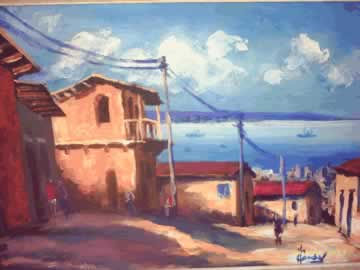 VALPARAISO:::PINTURA OLEO SOBRE TELA Acrylic Canvas Landscaping