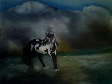 El caballo en la playa