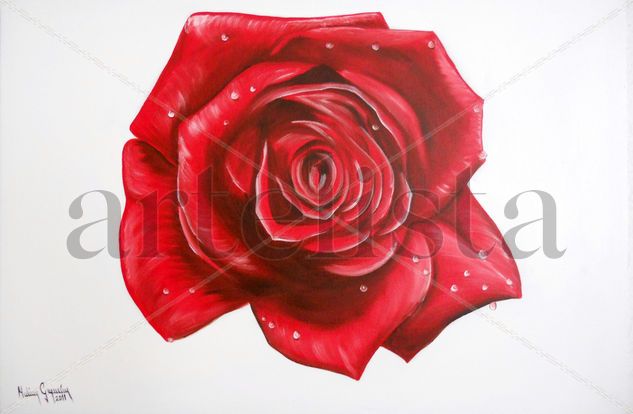 rosa roja Oil Canvas Floral Painting