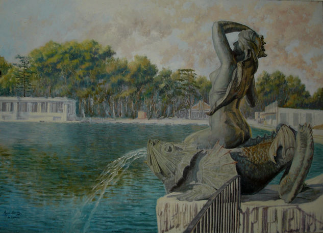 SIRENA SOBRE PEZ Oil Canvas Others