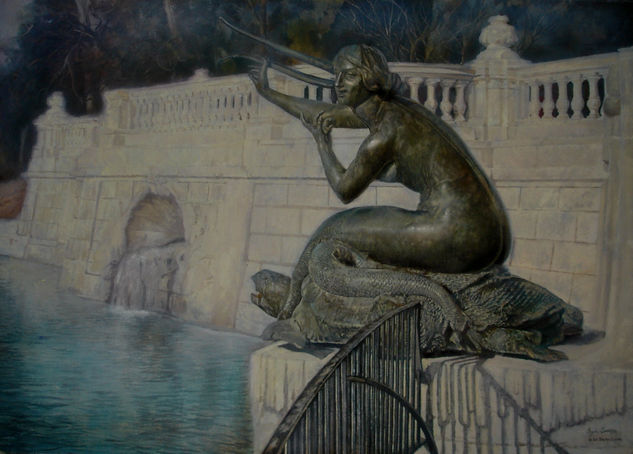 sirena sobre tortuga Oil Canvas Landscaping