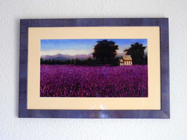 Cuadro paisaje lavanda punto de cruz 