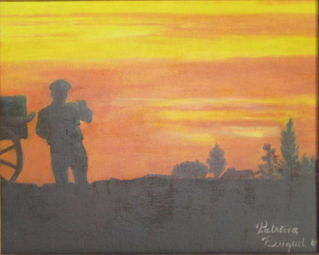 "Atardecer en el campo I" Oil Panel Landscaping