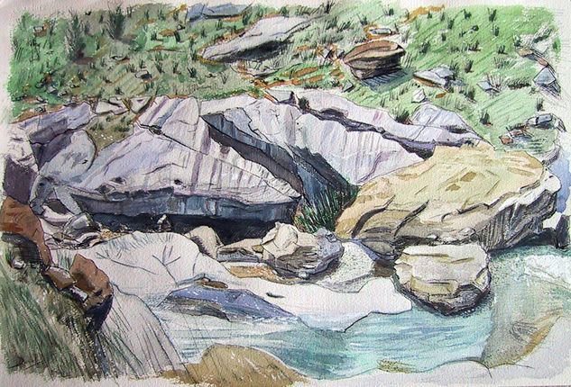 Tramo de río en Pirineos Watercolour Paper Landscaping