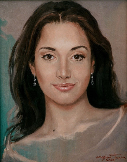 Amelia Vega -Miss Universo 2004- Oil Canvas Portrait