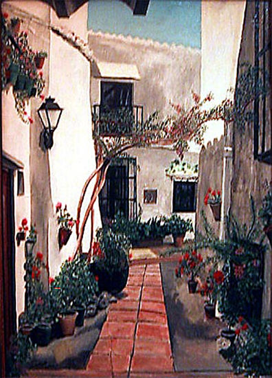 Calle de Mojácar Óleo Tabla Paisaje