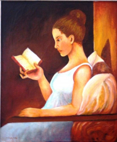 En la lectura Oil Canvas Figure Painting