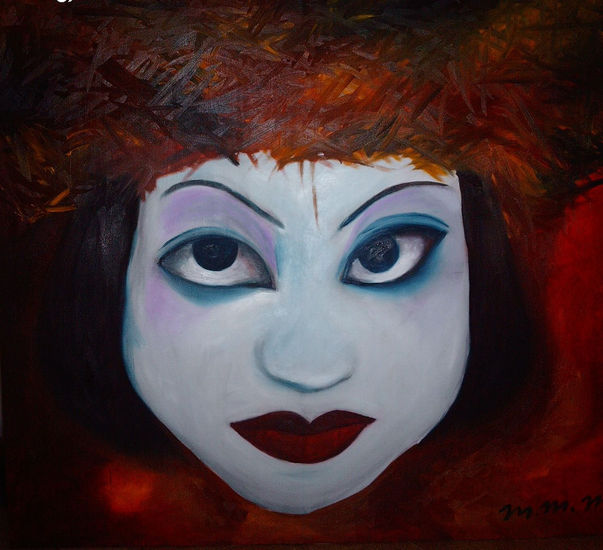 Mascara Japonesa Oil Canvas Figure Painting